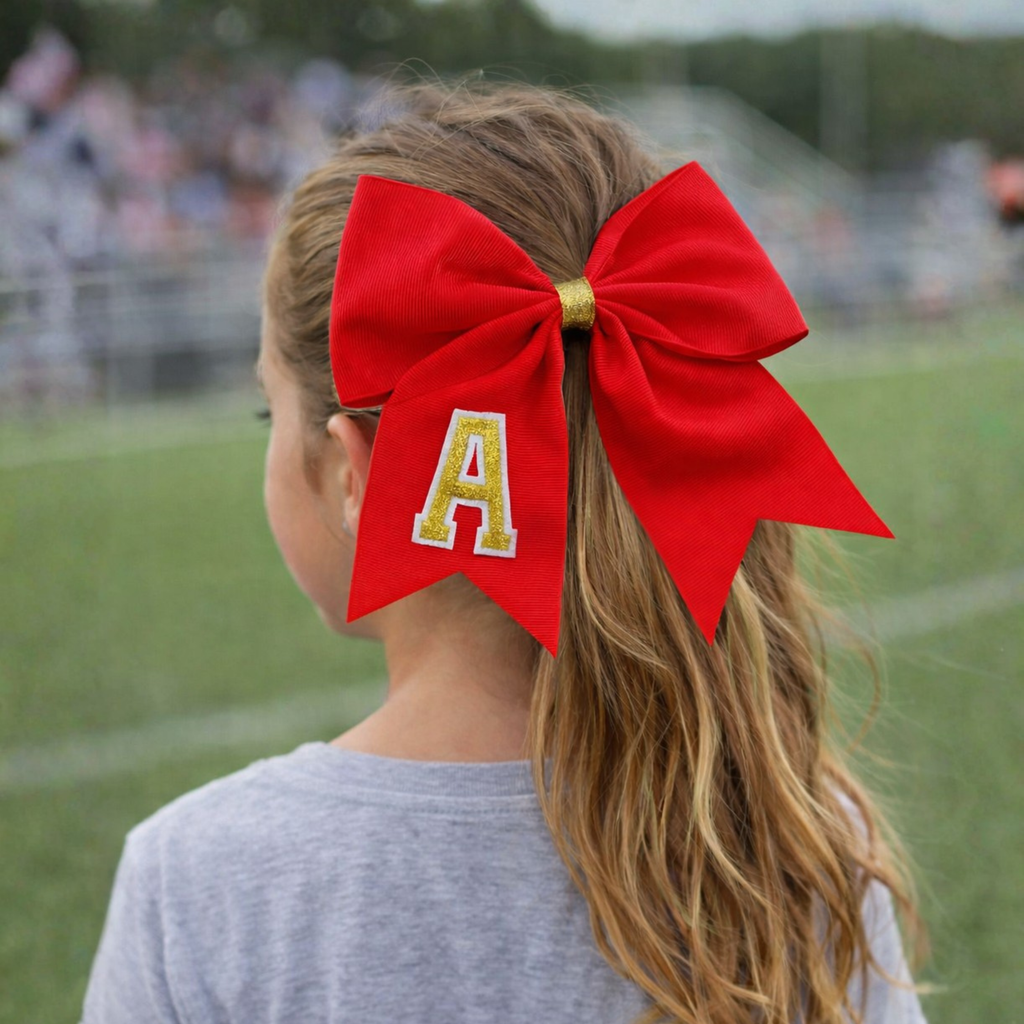 Personalized Cheerleader Hair Bow – Handmade Custom Initial Bow for Girls & Teens