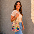 Wayuu Large Premium Handmade Tapestry Bucket Bag |  Needle Punch Floral Design "Bloom Garden"