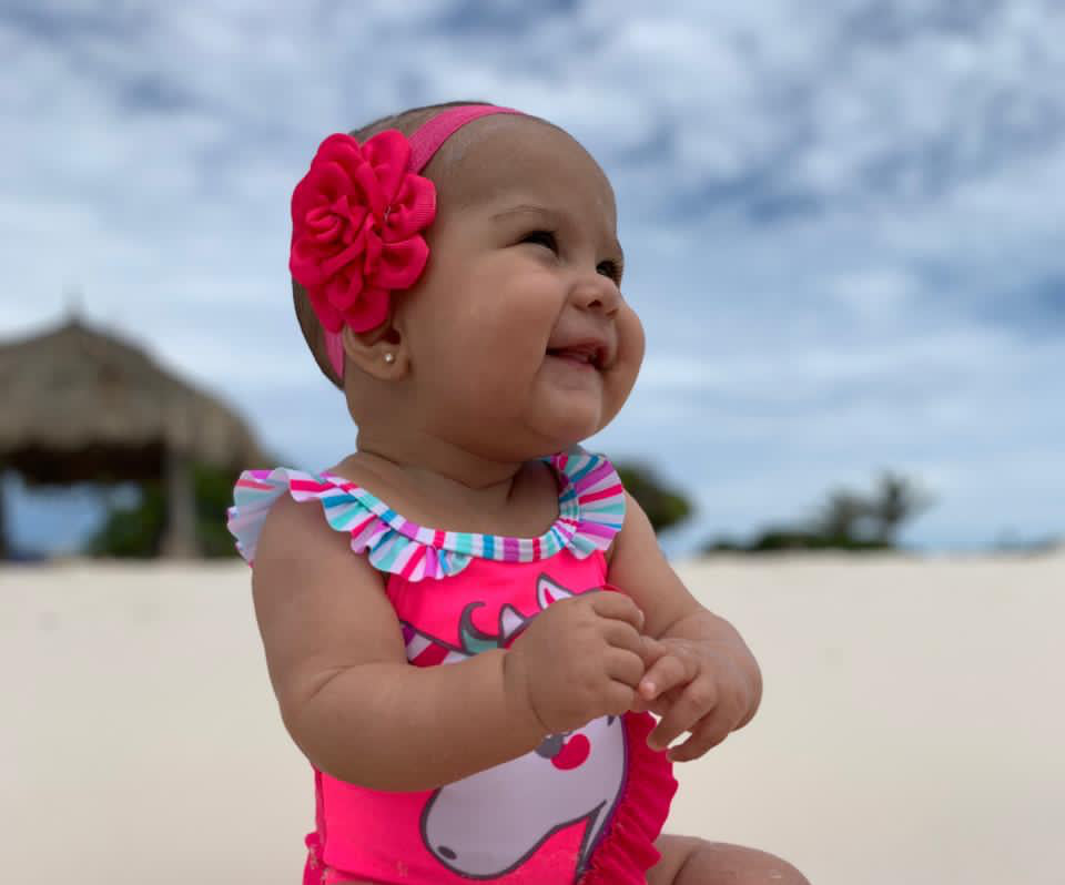 Rose Flower Baby Headband – Soft Elastic Band with Handmade Ribbon Flower