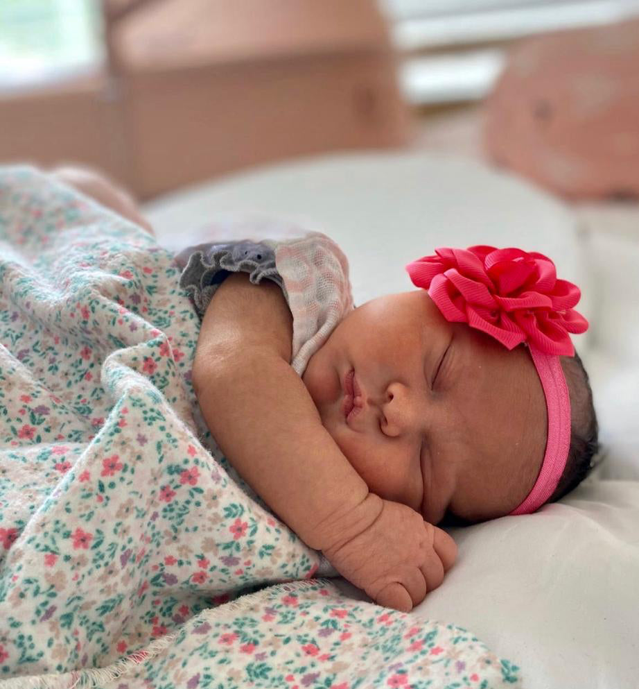 Rose Flower Baby Headband – Soft Elastic Band with Handmade Ribbon Flower